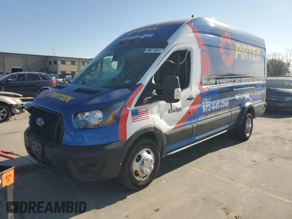 2024 Ford Transit Cargo with VIN 1FTRU8XG0RKA03544, listed as a Copart auction lot 80973924 with 3,415 mi miles and Salvage Title. Bid and sale history available at DreamBid. Image 1.