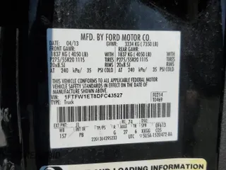 2013 Ford F-150 XL with VIN 1FTFW1ET8DFC43527, listed as a Copart auction lot 59444235 with 93,588 mi miles and Salvage title. Bid and sale history available at DreamBid. Image 13.