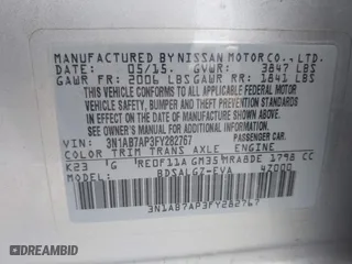 2015 Nissan Sentra S with VIN 3N1AB7AP3FY282767, listed as a IAAI auction lot 41904576 with 162,210 mi miles. Bid and sale history available at carsss.com. Image 9.