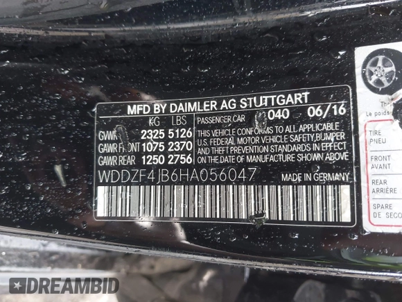 2017 Mercedes-Benz E 300 Luxury with VIN WDDZF4JB6HA056047, listed as a IAAI auction lot 42516474 with Not provided miles and . Bid and sale history available at DreamBid. Image 9.
