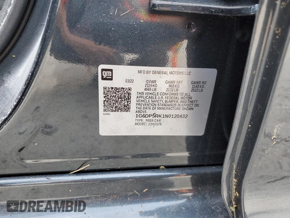 2022 Cadillac CT5 Sport z VIN 1G6DP5RK1N0120432, wystawiony jako Copart lot #76543334 z przebiegiem Nie podano mil oraz Nie do naprawy • Non repairable. Historia ofert i sprzedaży dostępna na DreamBid. Obrazek 13.