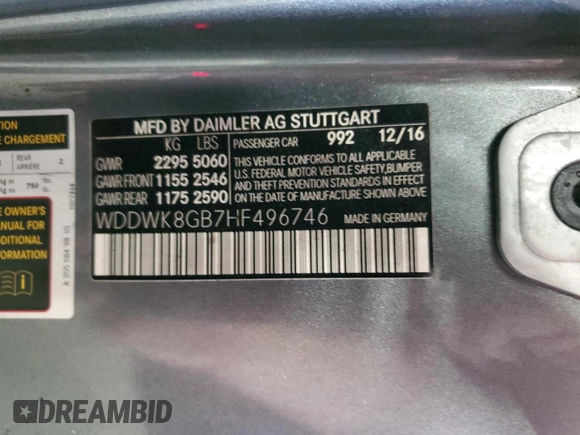 2017 Mercedes-Benz C 63 AMG with VIN WDDWK8GB7HF496746, listed as a Copart auction lot 62895725 with 82,590 mi miles and Clean title. Bid and sale history available at DreamBid. Image 13.