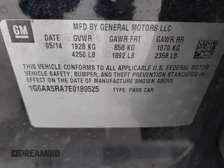 2014 Cadillac ATS Standard RWD with VIN 1G6AA5RA7E0189525, listed as a IAAI auction lot 42157087 with 54,593 mi miles and . Bid and sale history available at DreamBid. Image 9.