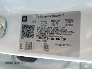 2022 GMC Canyon 2WD Elevation with VIN 1GTG5CEN8N1182019, listed as a Copart auction lot 76720194 with 0 mi miles and Non Repairable. Bid and sale history available at carsss.com. Image 12.