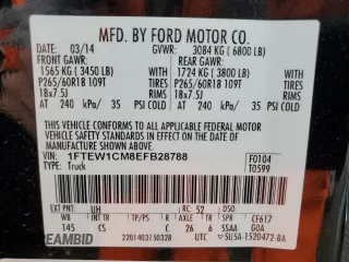 2014 Ford F-150 XL с VIN 1FTEW1CM8EFB28788, выставлен на аукционе Copart как лот 49265005 с пробегом 52 263 миль миль и Списание • Salvage title. История ставок и продаж доступна на DreamBid. Изображение 12.