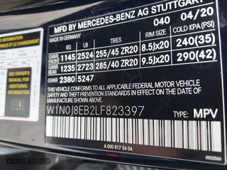 2020 Mercedes-Benz GLC with VIN W1N0J8EB2LF823397, listed as a IAAI auction lot 41469142 with 86,252 mi miles. Bid and sale history available at carsss.com. Image 9.