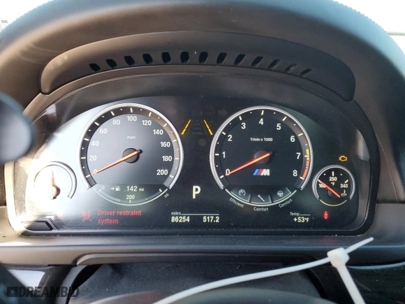 2016 BMW M5 with VIN WBSFV9C5XGD595734, listed as a Copart auction lot 76557014 with 86,254 mi miles and Salvage Title. Bid and sale history available at carsss.com. Image 9.