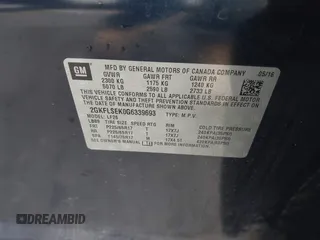 2016 GMC Terrain SLE with VIN 2GKFLSEK0G6339693, listed as a IAAI auction lot 41497407 with 134,303 mi miles. Bid and sale history available at carsss.com. Image 9.