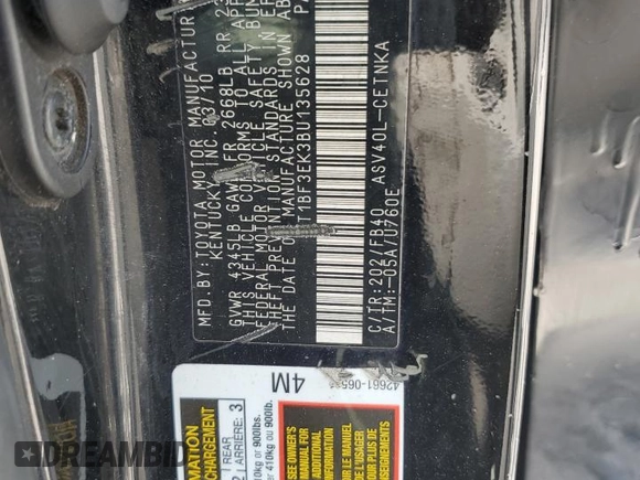 2011 Toyota Camry LE with VIN 4T1BF3EK3BU135628, listed as a Copart auction lot 53048125 with 255,962 mi miles and Clean Title. Bid and sale history available at carsss.com. Image 12.