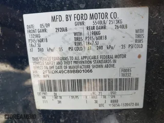 2009 Ford Edge Limited with VIN 2FMDK49C89BB01066, listed as a IAAI auction lot 41932580 with 197,647 mi miles. Bid and sale history available at carsss.com. Image 9.