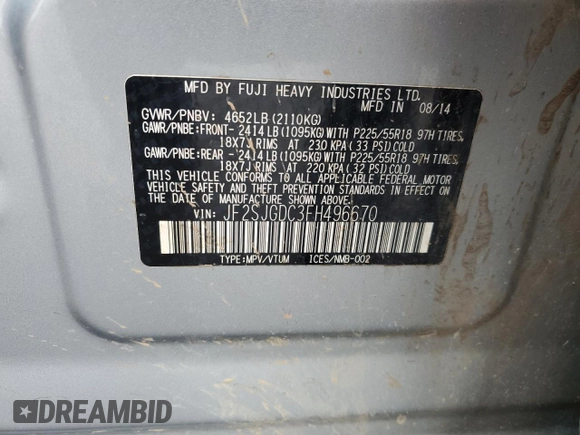 2015 Subaru Forester 2.0XT Premium with VIN JF2SJGDC3FH496670, listed as a Copart auction lot 86081024 with 123,395 mi miles and Salvage Title. Bid and sale history available at carsss.com. Image 13.