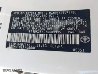 2011 Toyota Camry LE with VIN 4T1BK3EK0BU609935, listed as a IAAI auction lot 41773867 with 93,094 mi miles. Bid and sale history available at carsss.com. Image 9.