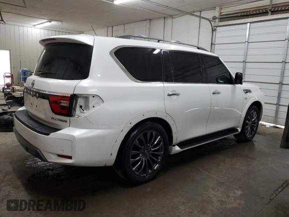 2021 Nissan Armada Platinum with VIN JN8AY2CC7M9148294, listed as a Copart auction lot 70043814 with 48,105 mi miles and Salvage Title. Bid and sale history available at carsss.com. Image 3.