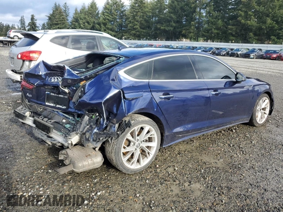 2020 Audi A5 Sportback Premium with VIN WAUANCF56LA007430, listed as a Copart auction lot 87229744 with Not provided miles and Salvage title. Bid and sale history available at DreamBid. Image 3.