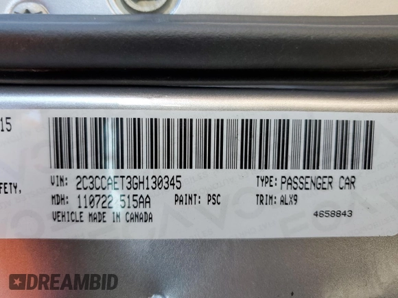 2016 Chrysler 300 with VIN 2C3CCAET3GH130345, listed as a Copart auction lot 79904784 with 38,541 mi miles and Salvage Title. Bid and sale history available at carsss.com. Image 13.