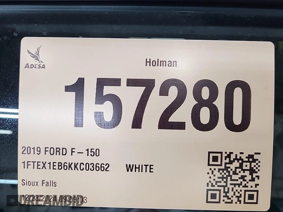 2019 Ford F-150 XL z VIN 1FTEX1EB6KKC03662, wystawiony jako IAAI lot #42566249 z przebiegiem 158 102 mil mil oraz . Historia ofert i sprzedaży dostępna na DreamBid. Obrazek 14.