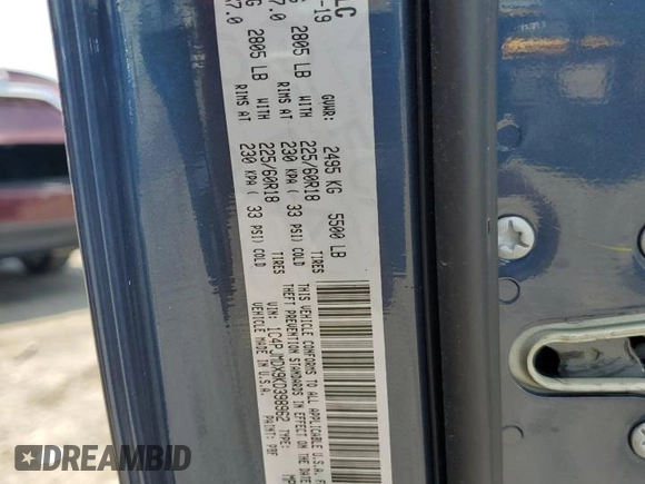 2019 Jeep Cherokee High Altitude z VIN 1C4PJMDX9KD398962, wystawiony jako Copart lot #63341695 z przebiegiem 54 157 mil mil oraz Szkoda całkowita • Salvage title. Historia ofert i sprzedaży dostępna na DreamBid. Obrazek 14.