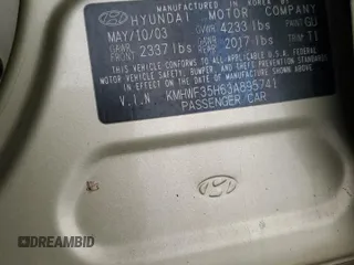 2003 Hyundai Sonata GLS with VIN KMHWF35H63A895741, listed as a Copart auction lot 78098284 with 114,578 mi miles and Salvage Title. Bid and sale history available at carsss.com. Image 13.