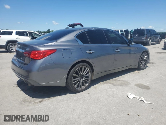 2018 Infiniti Q50 Red Sport 400 with VIN JN1FV7AR1JM700091, listed as a Copart auction lot 58004335 with 59,254 mi miles and Salvage title. Bid and sale history available at DreamBid. Image 3.