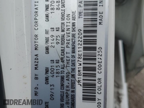 2014 Mazda 3 i Grand Touring with VIN JM1BM1W78E1122209, listed as a Copart auction lot 50546025 with 144,477 mi miles and Salvage Title. Bid and sale history available at carsss.com. Image 12.