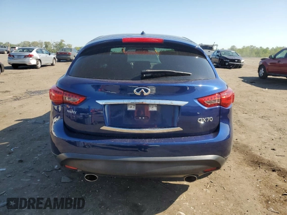 2017 Infiniti QX70 with VIN JN8CS1MU5HM143836, listed as a Copart auction lot 54615055 with 73,395 mi miles and Salvage title. Bid and sale history available at DreamBid. Image 6.