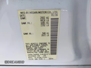 2016 Nissan Altima SL z VIN 1N4BL3AP0GC164425, wystawiony jako IAAI lot #42175694 z przebiegiem 106 255 mil mil oraz . Historia ofert i sprzedaży dostępna na DreamBid. Obrazek 9.
