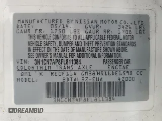 2015 Nissan Versa SV with VIN 3N1CN7AP8FL811384, listed as a Copart auction lot 62306765 with 177,103 mi miles and Clean title. Bid and sale history available at DreamBid. Image 12.