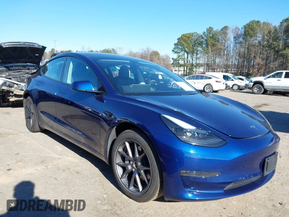2022 Tesla Model 3 Long Range with VIN 5YJ3E1EB1NF257059, listed as a IAAI auction lot 41329318 with 30,652 mi miles and . Bid and sale history available at DreamBid. Image 1.