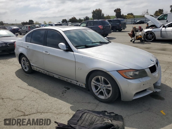2008 BMW 3 Series 328i with VIN WBAVC53588FZ85588, listed as a Copart auction lot 53753025 with 134,650 mi miles and Salvage Title. Bid and sale history available at carsss.com. Image 4.