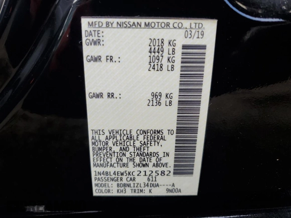 2019 Nissan Altima SL with VIN 1N4BL4EW5KC212582, listed as a Copart auction lot 69220004 with 99,472 mi miles and Salvage Title. Bid and sale history available at DreamBid. Image 12.