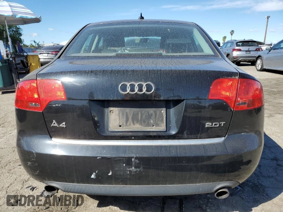 2007 Audi A4 2.0T with VIN WAUAF78E37A039291, listed as a Copart auction lot 47048265 with 120,531 mi miles and Salvage Title. Bid and sale history available at carsss.com. Image 6.