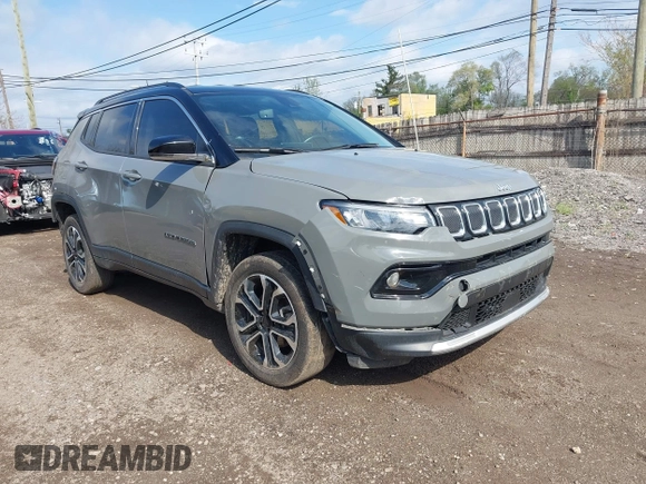 2022 Jeep Compass High Altitude z VIN 3C4NJDCB3NT145518, wystawiony jako IAAI lot #42143357 z przebiegiem 58 276 mil mil oraz . Historia ofert i sprzedaży dostępna na DreamBid. Obrazek 1.
