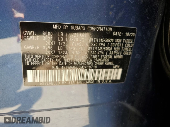 2021 Subaru Ascent Touring with VIN 4S4WMARD6M3418718, listed as a Copart auction lot 63651364 with 89,296 mi miles and Salvage Title. Bid and sale history available at carsss.com. Image 14.