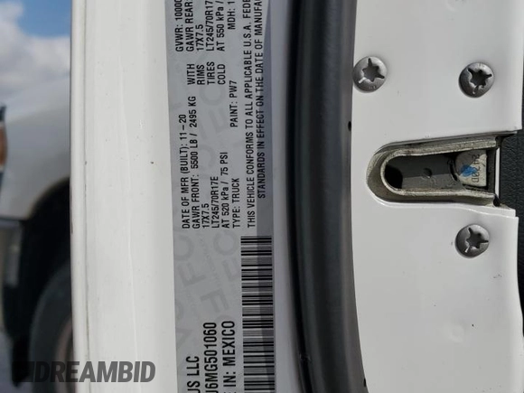 2021 Ram 2500 Tradesman with VIN 3C6UR4HJ6MG501060, listed as a Copart auction lot 54185045 with 42,719 mi miles and Salvage title. Bid and sale history available at DreamBid. Image 12.