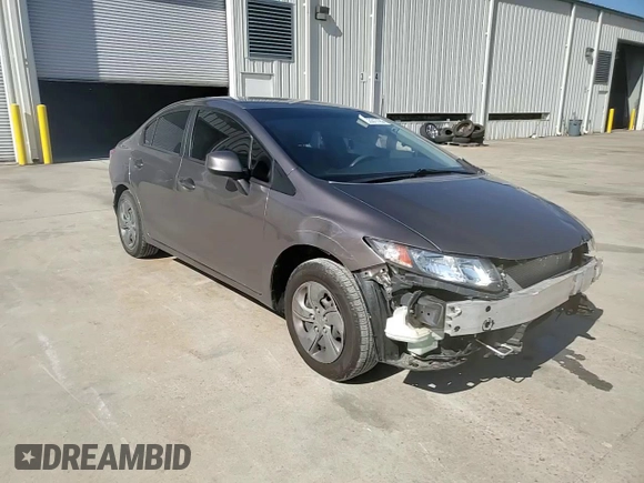 2013 Honda Civic LX with VIN 2HGFB2F58DH533641, listed as a Copart auction lot 58331725 with 79,830 mi miles and Salvage title. Bid and sale history available at DreamBid. Image 13.