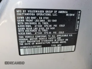 2018 Volkswagen Atlas SEL z VIN 1V2RR2CA4JC573592, wystawiony jako Copart lot #48073945 z przebiegiem 84 582 mil mil oraz Szkoda całkowita • Salvage title. Historia ofert i sprzedaży dostępna na DreamBid. Obrazek 15.