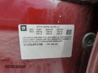 2015 Chevrolet Malibu LT with VIN 1G11D5SL5FF181849, listed as a Copart auction lot 53835765 with Not Provided miles and Clean Title. Bid and sale history available at DreamBid. Image 12.