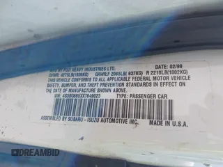 1999 Subaru Legacy Outback с VIN 4S3BG685XX7649023, выставлен на аукционе IAAI как лот 42244452 с пробегом 101 012 миль миль и . История ставок и продаж доступна на DreamBid. Изображение 9.