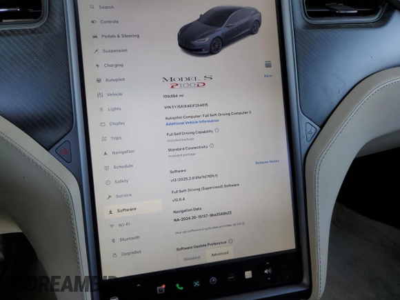 2018 Tesla Model S 75D with VIN 5YJSA1E48JF254615, listed as a Copart auction lot 49901715 with 109,694 mi miles and Salvage title. Bid and sale history available at DreamBid. Image 9.