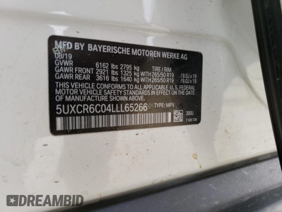 2020 BMW X5 xDrive40i with VIN 5UXCR6C04LLL65266, listed as a Copart auction lot 47496403 with 30,094 mi miles. Bid and sale history available at carsss.com. Image 14.