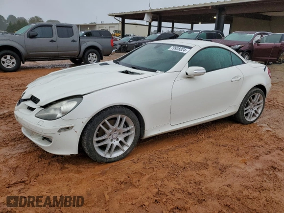 2008 Mercedes-Benz SLK-Class 3.0L with VIN WDBWK54F38F177231, listed as a Copart auction lot 79928324 with 109,471 mi miles and Salvage Title. Bid and sale history available at carsss.com. Image 1.