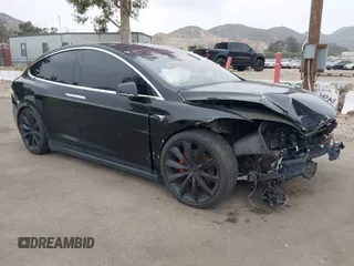 2020 Tesla Model X P90D with VIN 5YJXCDE4XLF296255, listed as a IAAI auction lot 42087953 with 45,411 mi miles. Bid and sale history available at carsss.com. Image 1.