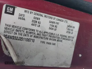 2005 Buick Century Custom with VIN 2G4WS52J251106710, listed as a IAAI auction lot 41867901 with 215,583 mi miles and . Bid and sale history available at carsss.com. Image 9.