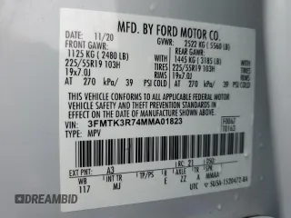 2021 Ford Mustang Mach-E Premium с VIN 3FMTK3R74MMA01823, выставлен на аукционе Copart как лот 58423155 с пробегом 54 451 миль миль и Списание • Salvage title. История ставок и продаж доступна на DreamBid. Изображение 12.