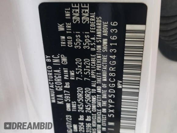 2024 Kia Telluride SX Prestige X-Pro with VIN 5XYP5DGC8RG431636, listed as a Copart auction lot 55682855 with 14,114 mi miles and Salvage title. Bid and sale history available at DreamBid. Image 13.