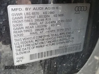 2017 Audi Q7 Premium Plus with VIN WA1LAAF76HD016853, listed as a Copart auction lot 87131584 with 0 mi miles and Salvage Title. Bid and sale history available at carsss.com. Image 13.