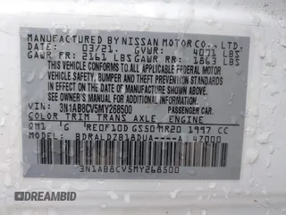 2021 Nissan Sentra SV with VIN 3N1AB8CV5MY268500, listed as a IAAI auction lot 41576778 with 22,137 mi miles and . Bid and sale history available at DreamBid. Image 9.