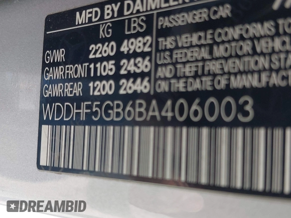2011 Mercedes-Benz E 350 Luxury with VIN WDDHF5GB6BA406003, listed as a IAAI auction lot 42050414 with 90,467 mi miles and . Bid and sale history available at DreamBid. Image 9.