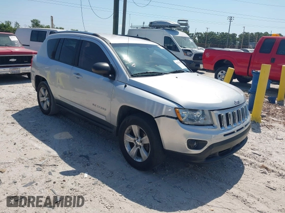 2012 Jeep Compass Sport with VIN 1C4NJCBA7CD660091, listed as a IAAI auction lot 42113038 with 123,181 mi miles. Bid and sale history available at carsss.com. Image 1.