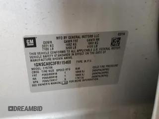 2015 Chevrolet Tahoe LS with VIN 1GNSCAEC3FR115468, listed as a Copart auction lot 47377615 with 145,897 mi miles and Salvage title. Bid and sale history available at DreamBid. Image 15.